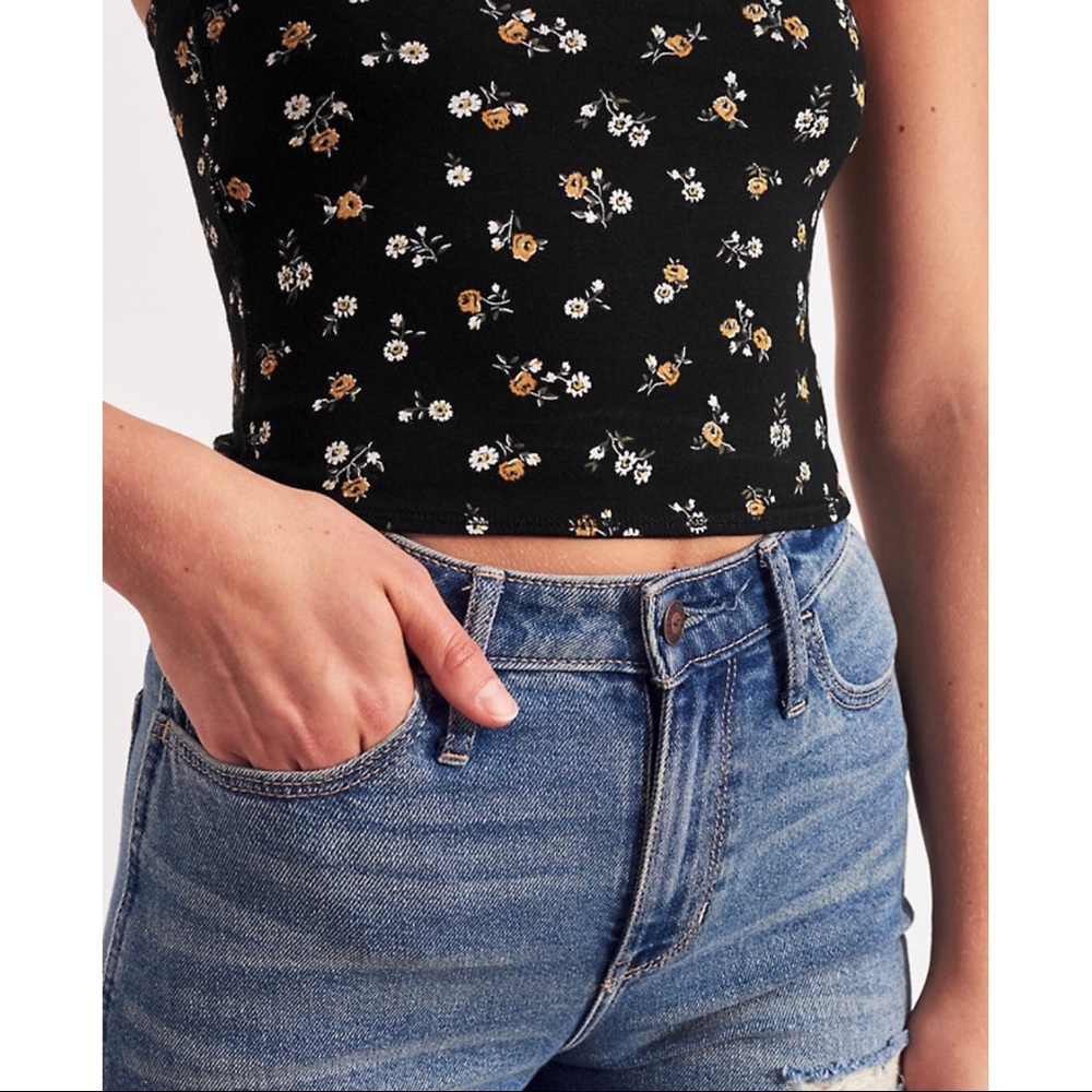 Reversible Floral/Black Tube Top